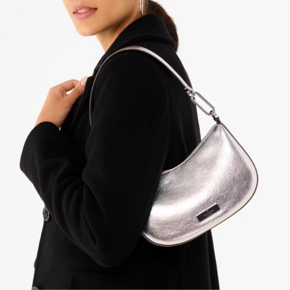 Kate Spade Nina Metallic Shoulder Bag in Silver